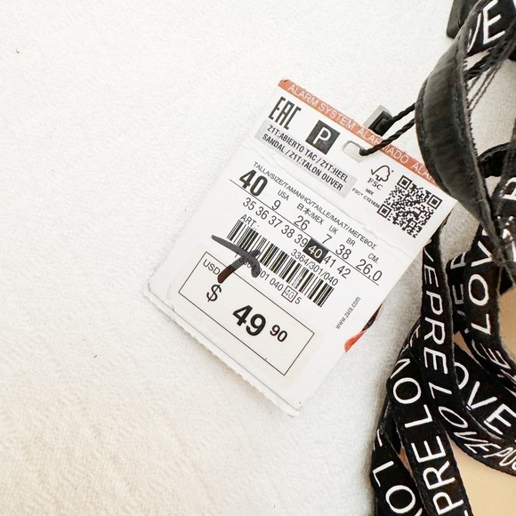 ZARA Love Strappy Block Heel Ope Toe Sandal Size 40 NWT - Picture 7 of 8